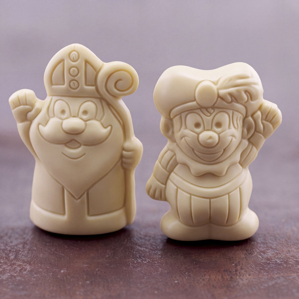 Duo Sinterklaas en piet (wit, 8 cm)